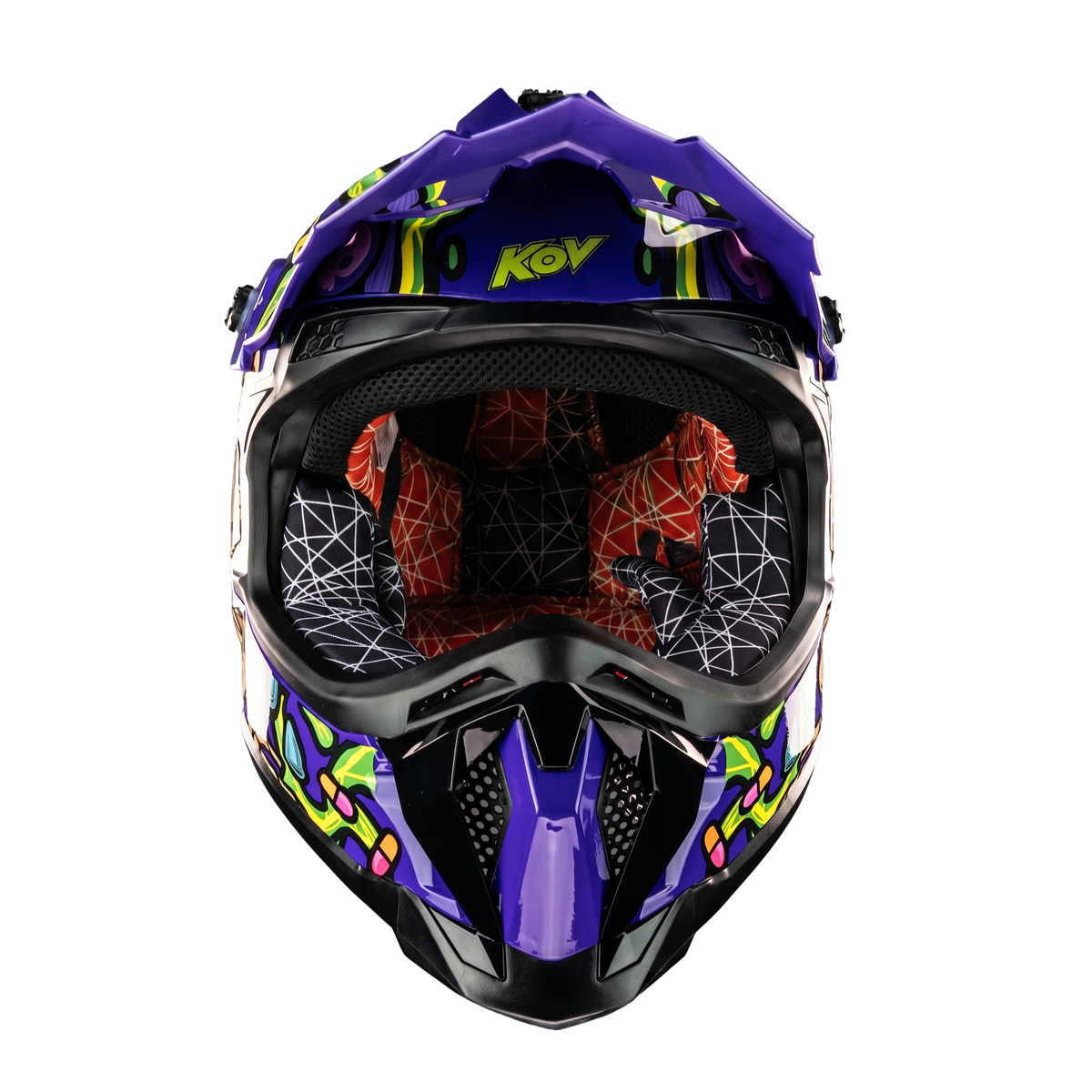 CASCO CROSS TERRA SKULL CRAZY MORADO KOV + de motociclista