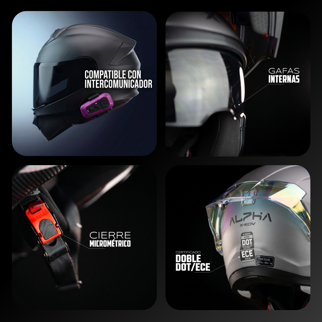 CASCO ALPHA GRIS MATE Cascos X-KOV + de motociclista