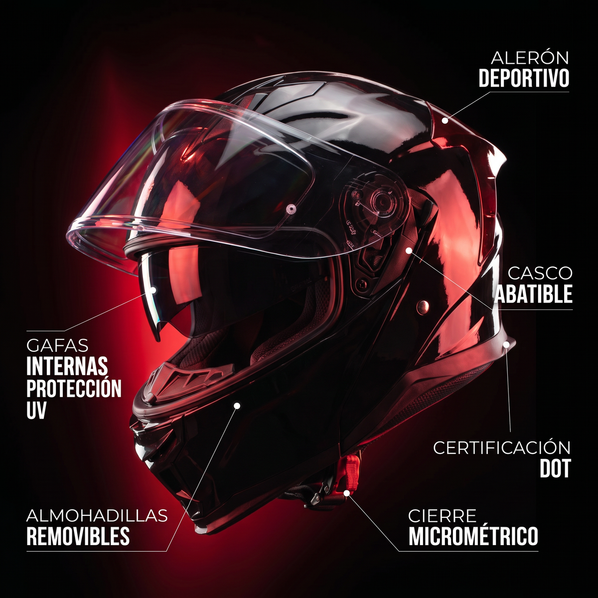 CASCO DAKOTA NEGRO GLOSSY
