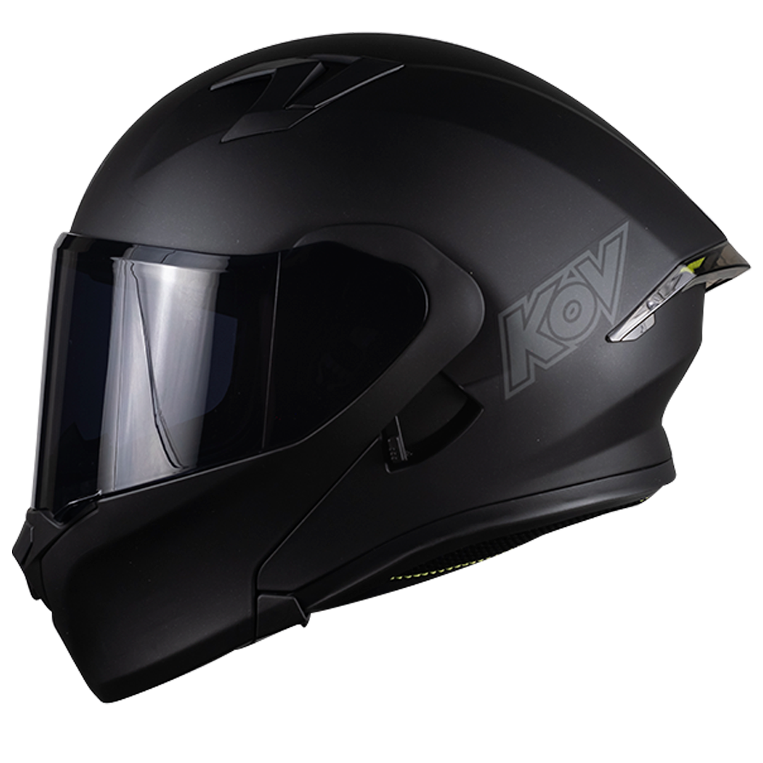 Casco Kov Rock-o Modular Cafe Racer Negro Mate Certificado