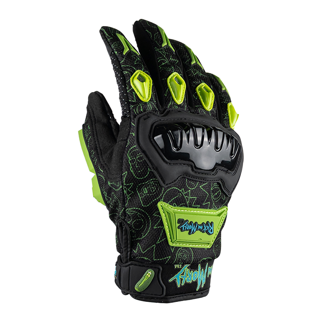GUANTE RICK & MORTY NEGRO-VERDE Guantes KOV + de motociclista