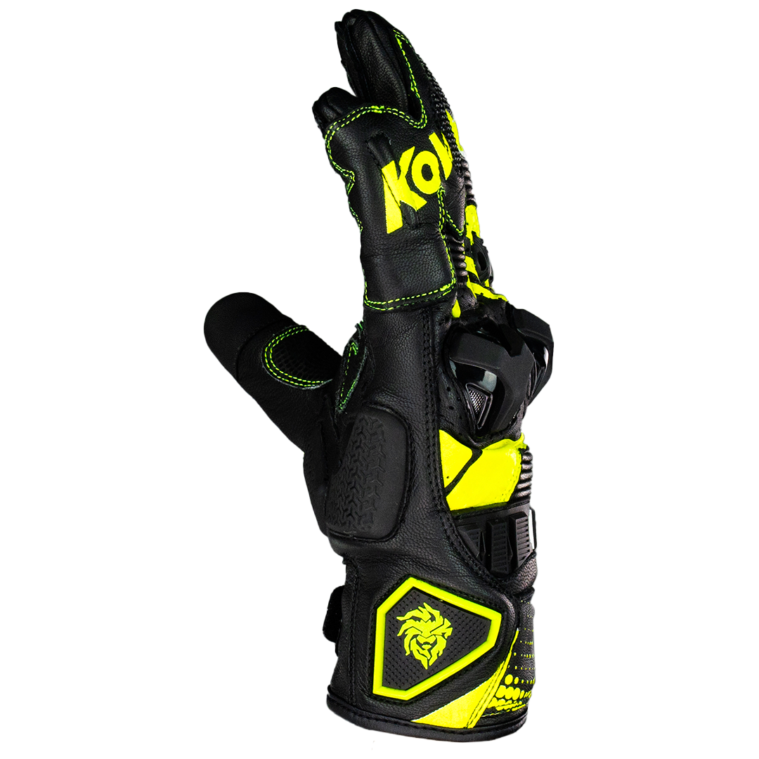 GUANTE KOV PIEL ROSS VERDE NEON T Guantes KOV + de motociclista