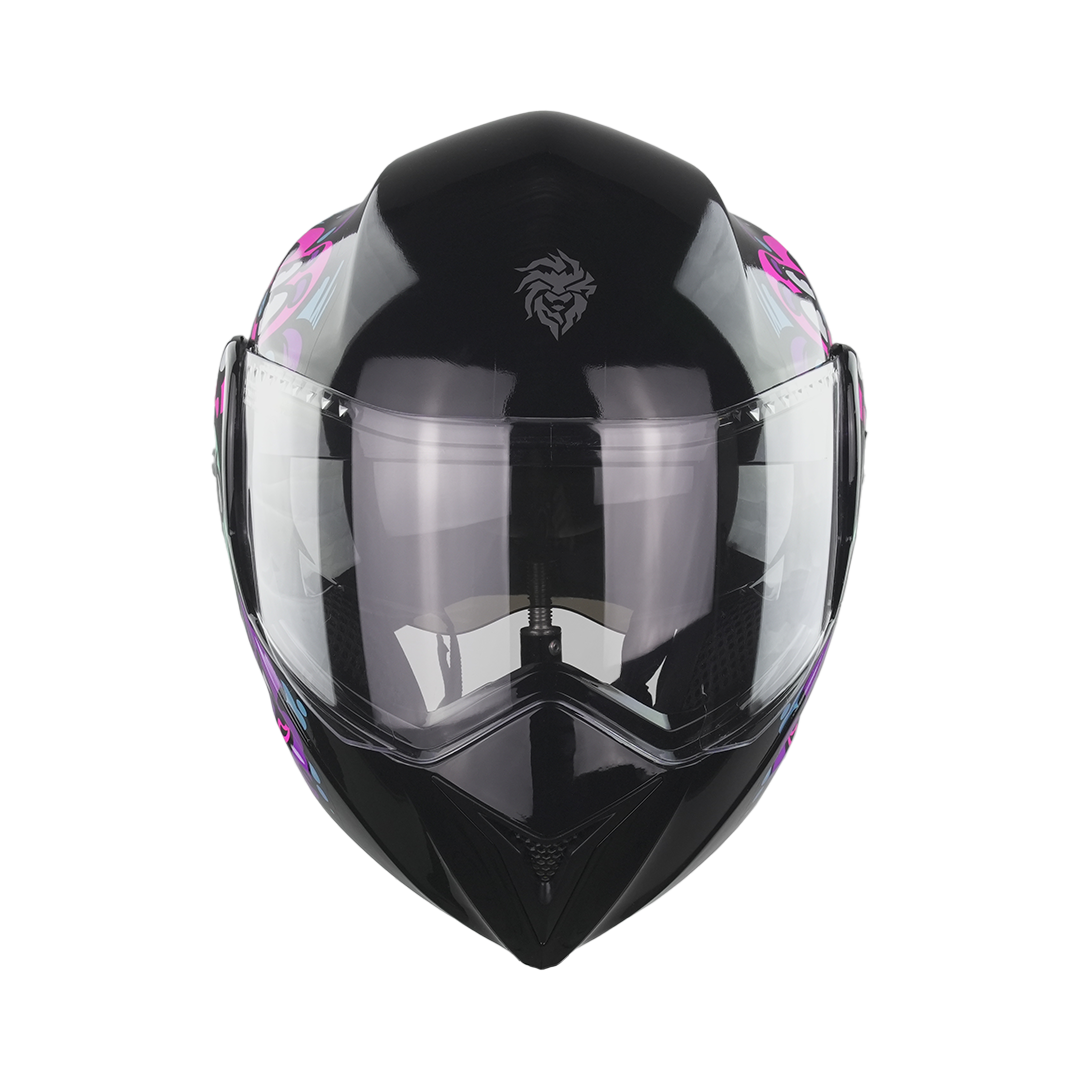 CASCO PARA NIÑA KIDS NEGRO-ROSA Cascos KOV + de motociclista