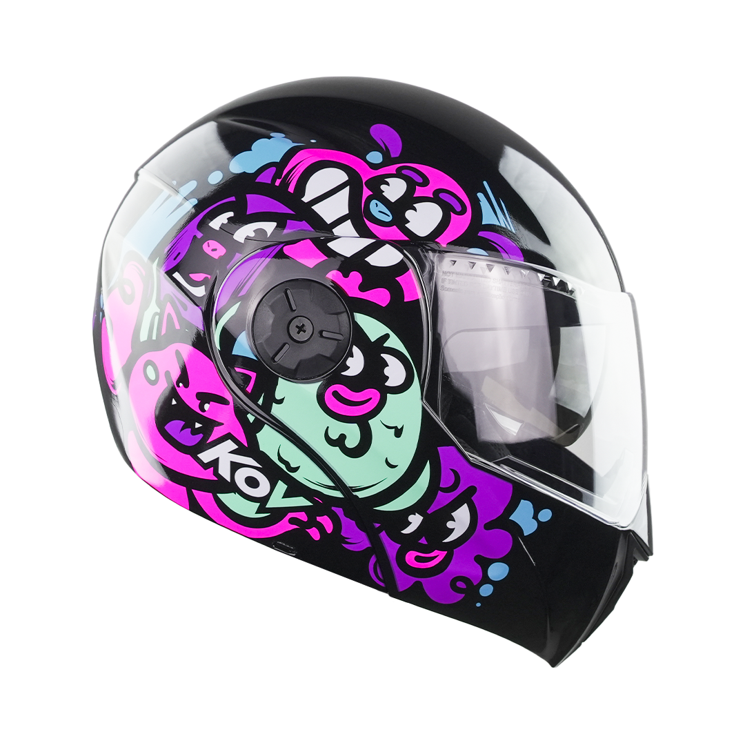 CASCO PARA NIÑA KIDS NEGRO-ROSA Cascos KOV + de motociclista