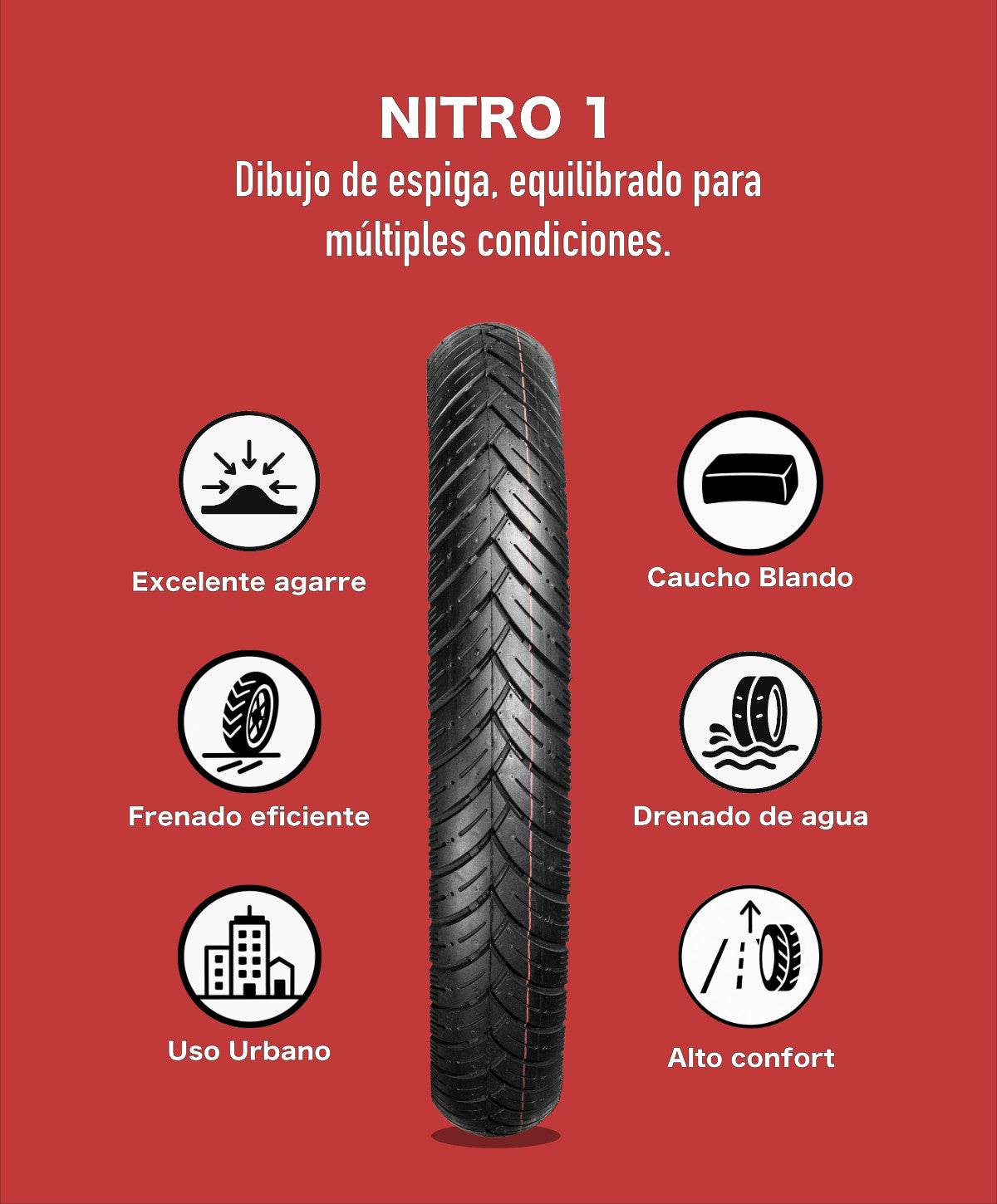 KOV TIRES NITRO Llanta KOV KOV TIRES NITRO 1 90/90-18 TL 6PR + de motociclista