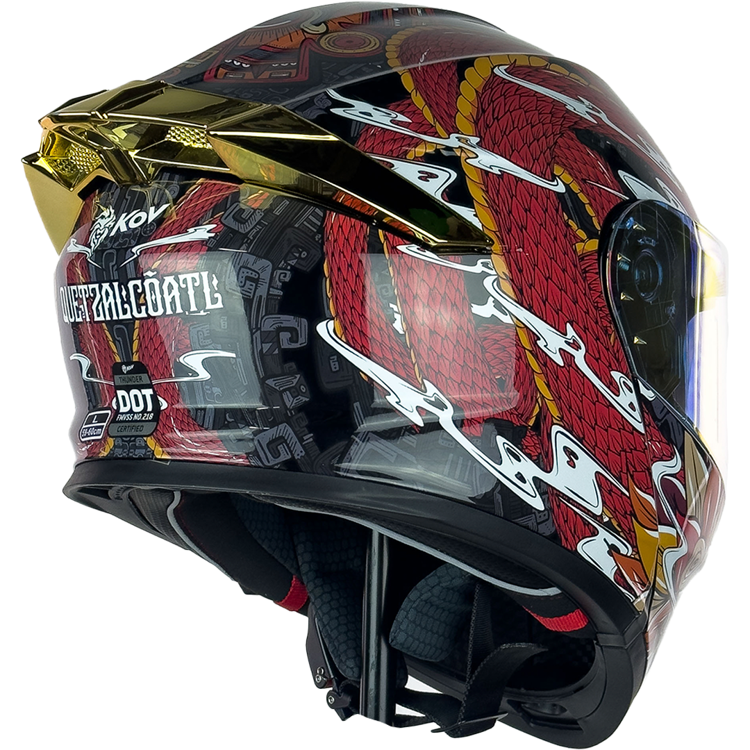 CASCO THUNDER QUETZALCOATL ROJO Cascos KOV + de motociclista