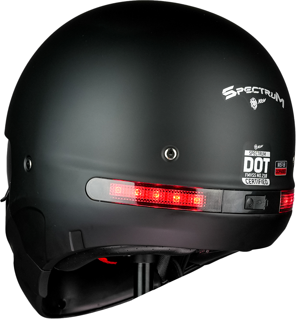 CASCO SPECTRUM NEGRO MATE LUZ LED Cascos KOV + de motociclista