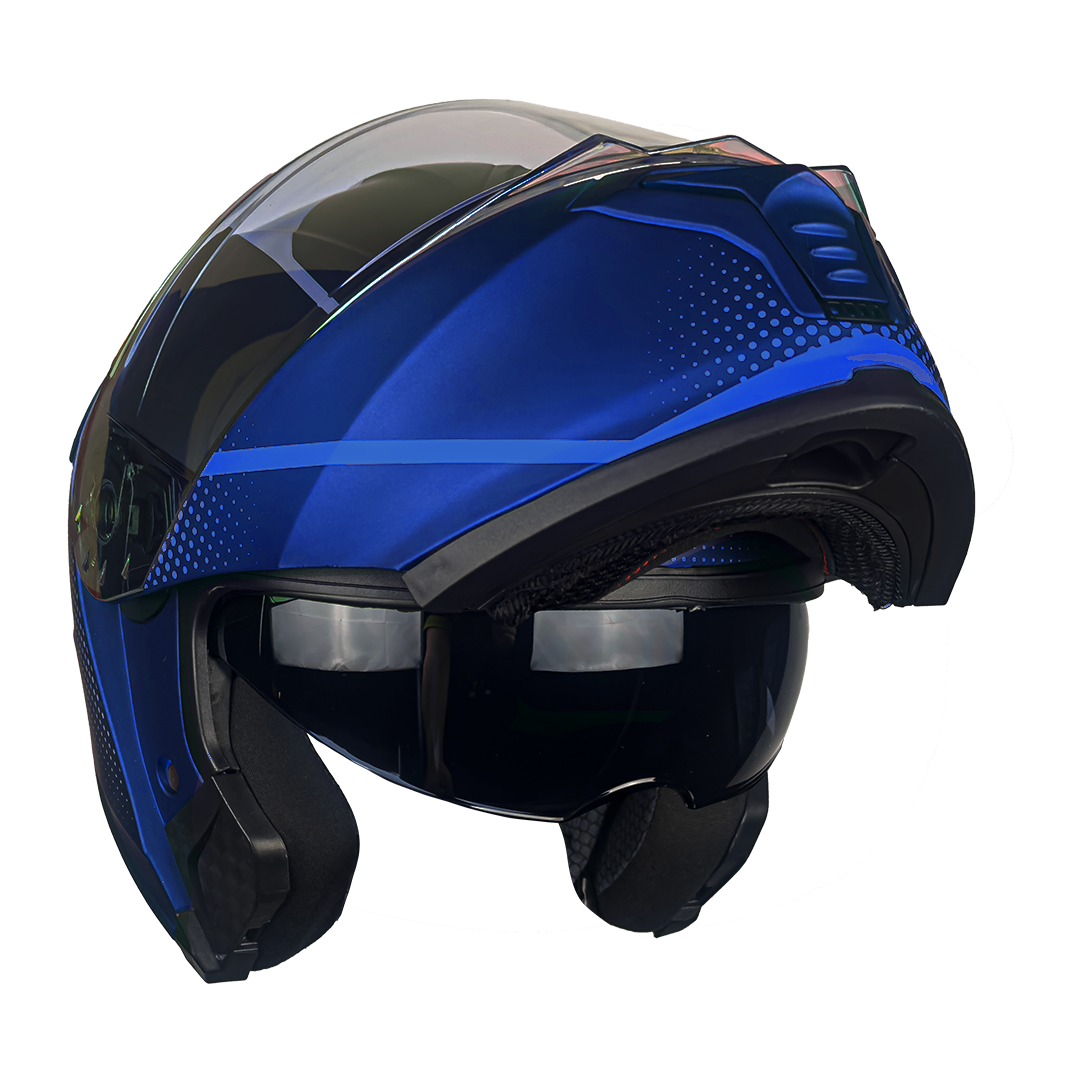 CASCO THUNDER WAVES AZUL CON LUZ LED Cascos KOV + de motociclista