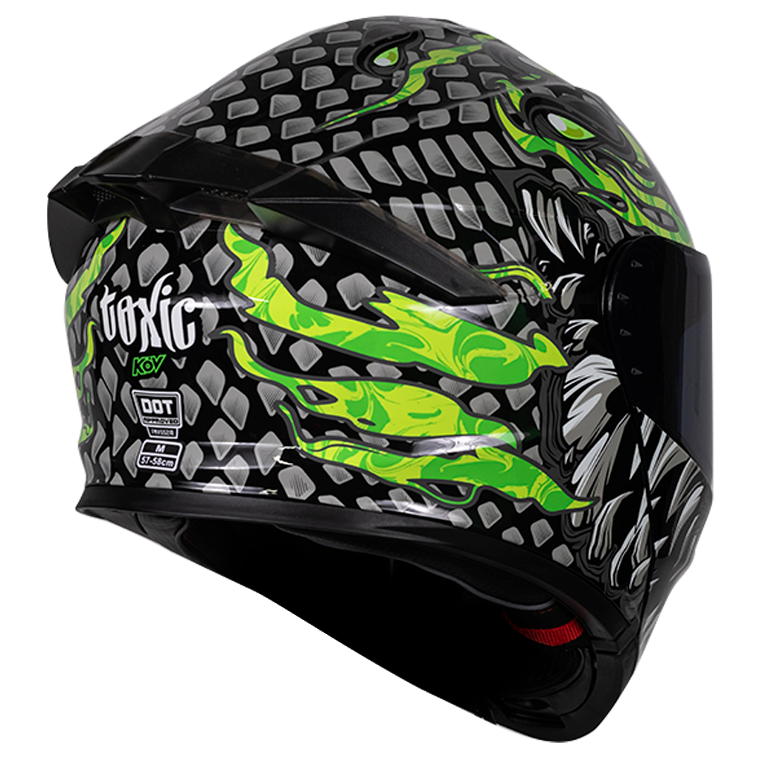 CASCO THUNDER TOXIC ESCAMAS (Fluorescente) Cascos KOV + de motociclista
