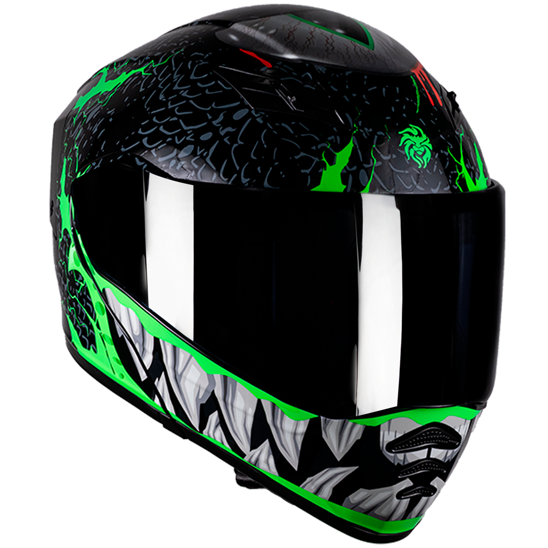 CASCO ESTELAR TROLL NEGRO (Fluorescente + luz led) Cascos KOV + de motociclista