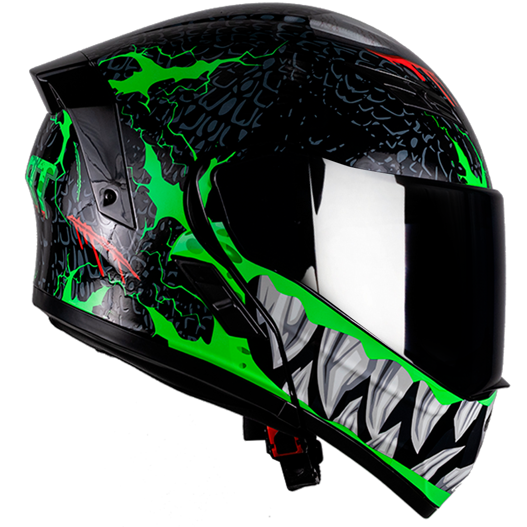 CASCO ESTELAR TROLL NEGRO (Fluorescente + luz led) Cascos KOV + de motociclista