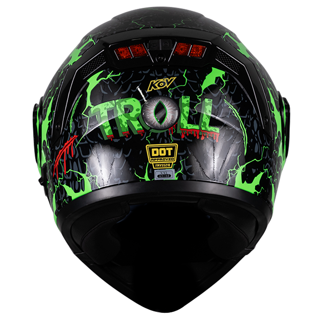 CASCO ESTELAR TROLL NEGRO (Fluorescente + luz led) Cascos KOV + de motociclista