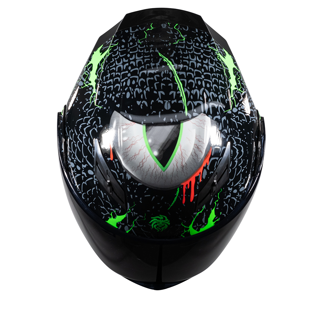 CASCO ESTELAR TROLL NEGRO (Fluorescente + luz led) Cascos KOV + de motociclista