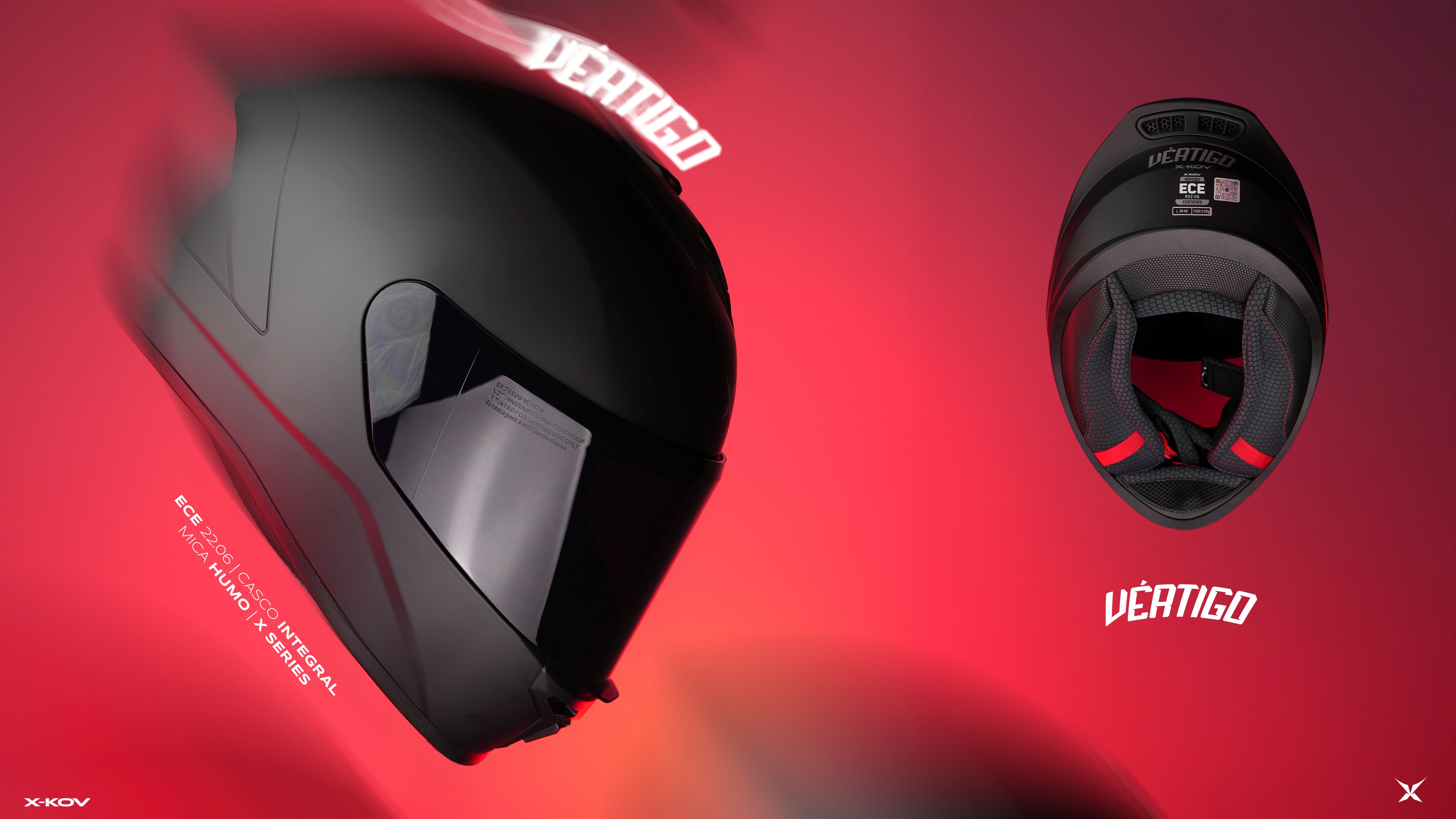 casco de motociclista vertigo kov ece integral