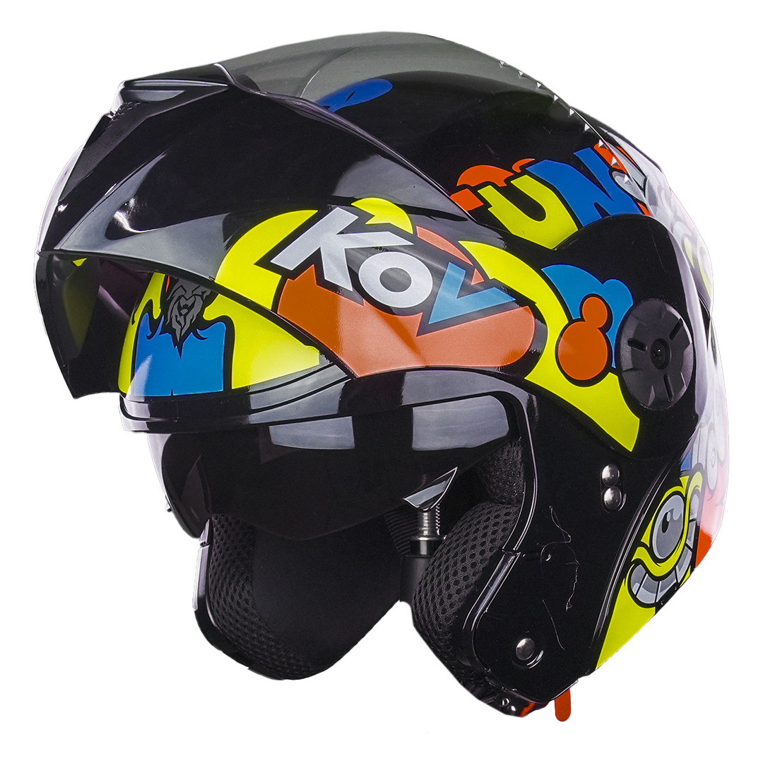CASCO PARA NIÑO FUN AMARILLO- NARANJA Cascos KOV + de motociclista