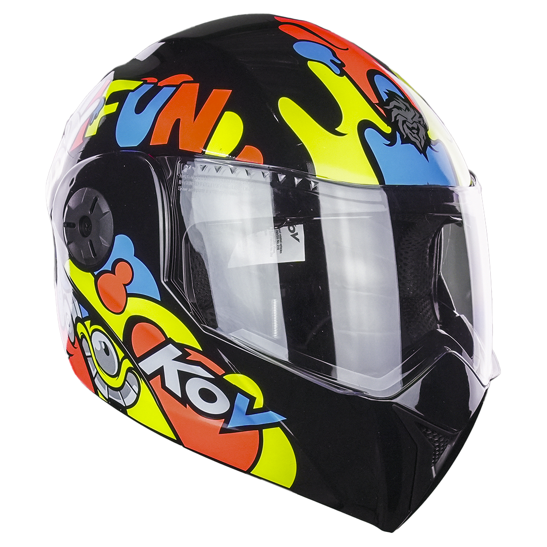 CASCO PARA NIÑO FUN AMARILLO- NARANJA Cascos KOV + de motociclista