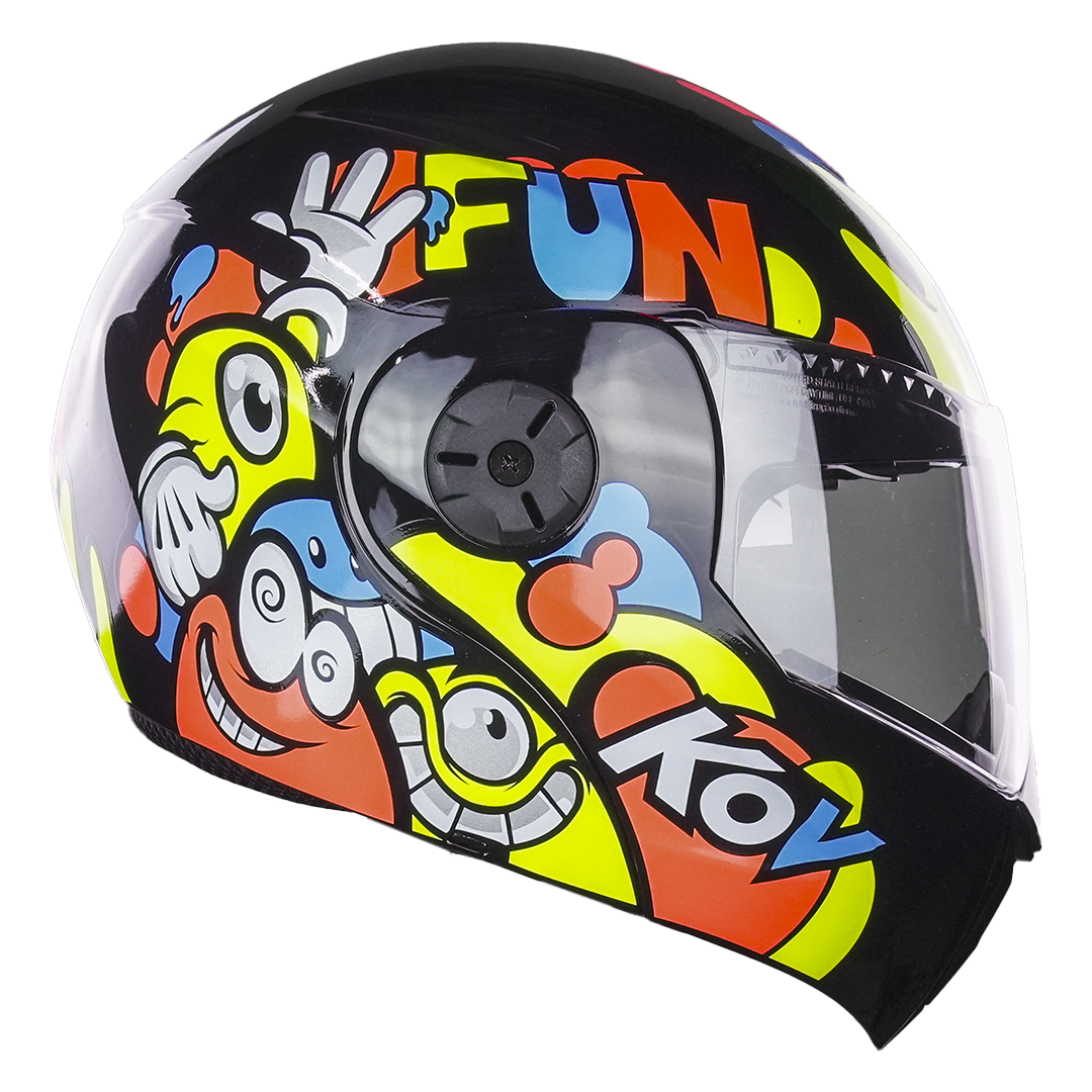 CASCO PARA NIÑO FUN AMARILLO- NARANJA Cascos KOV + de motociclista