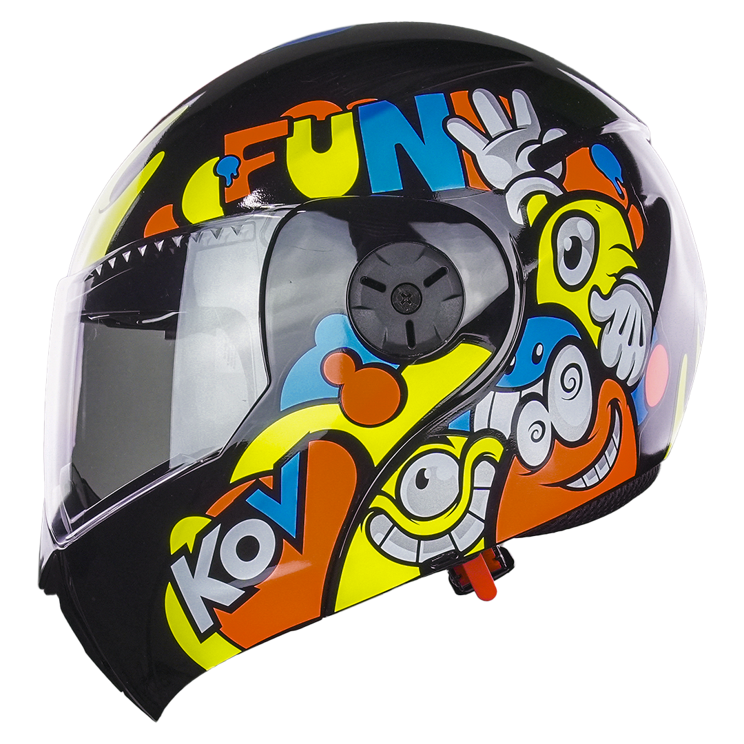 CASCO PARA NIÑO FUN AMARILLO- NARANJA Cascos KOV + de motociclista