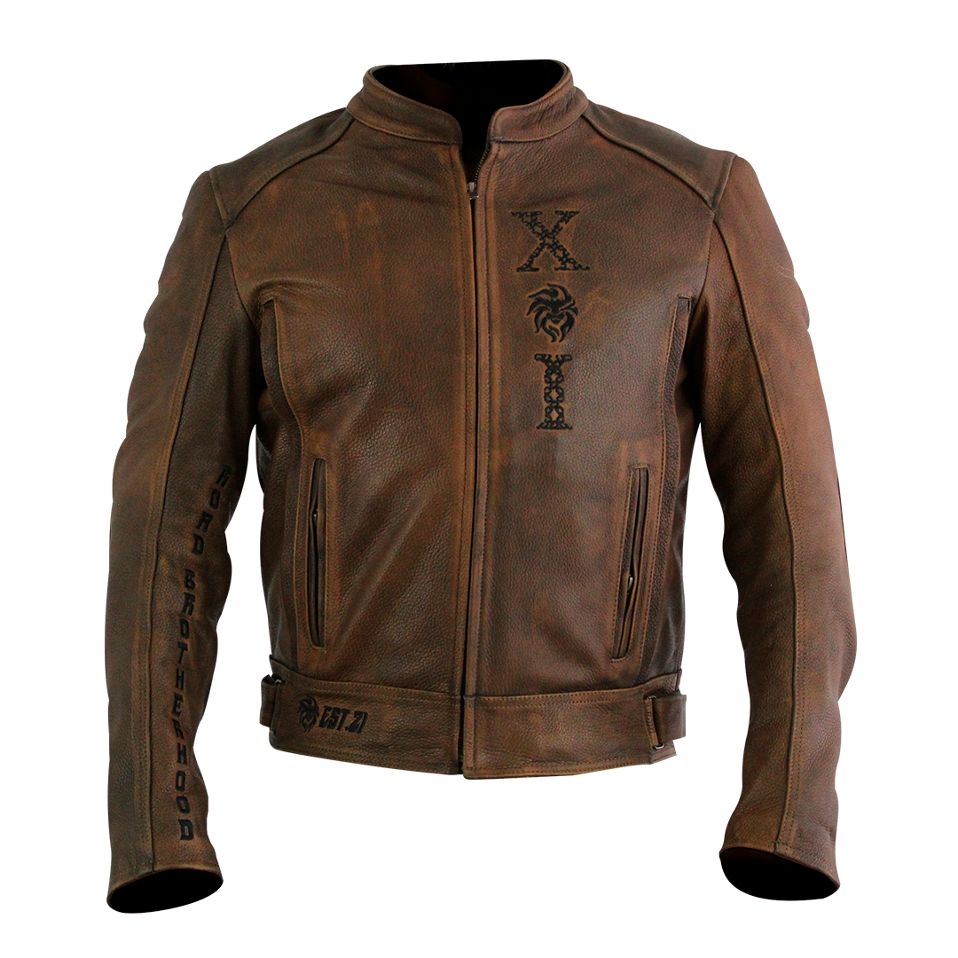 CHAMARRA DE PIEL PARA MOTOCICLISTA CON PROTECCIONES