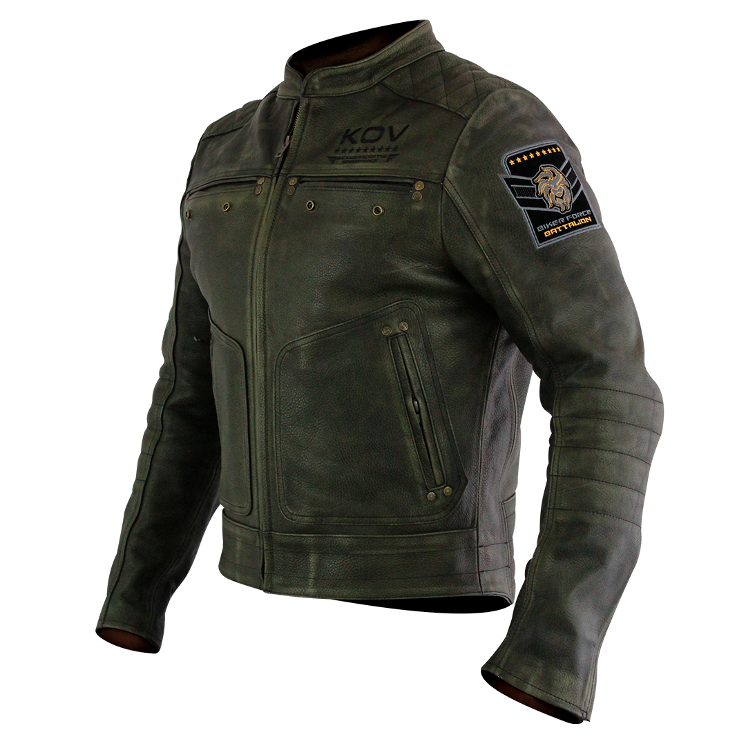 CHAMARRA DE PIEL PARA MOTOCICLISTA CON PROTECCIONES